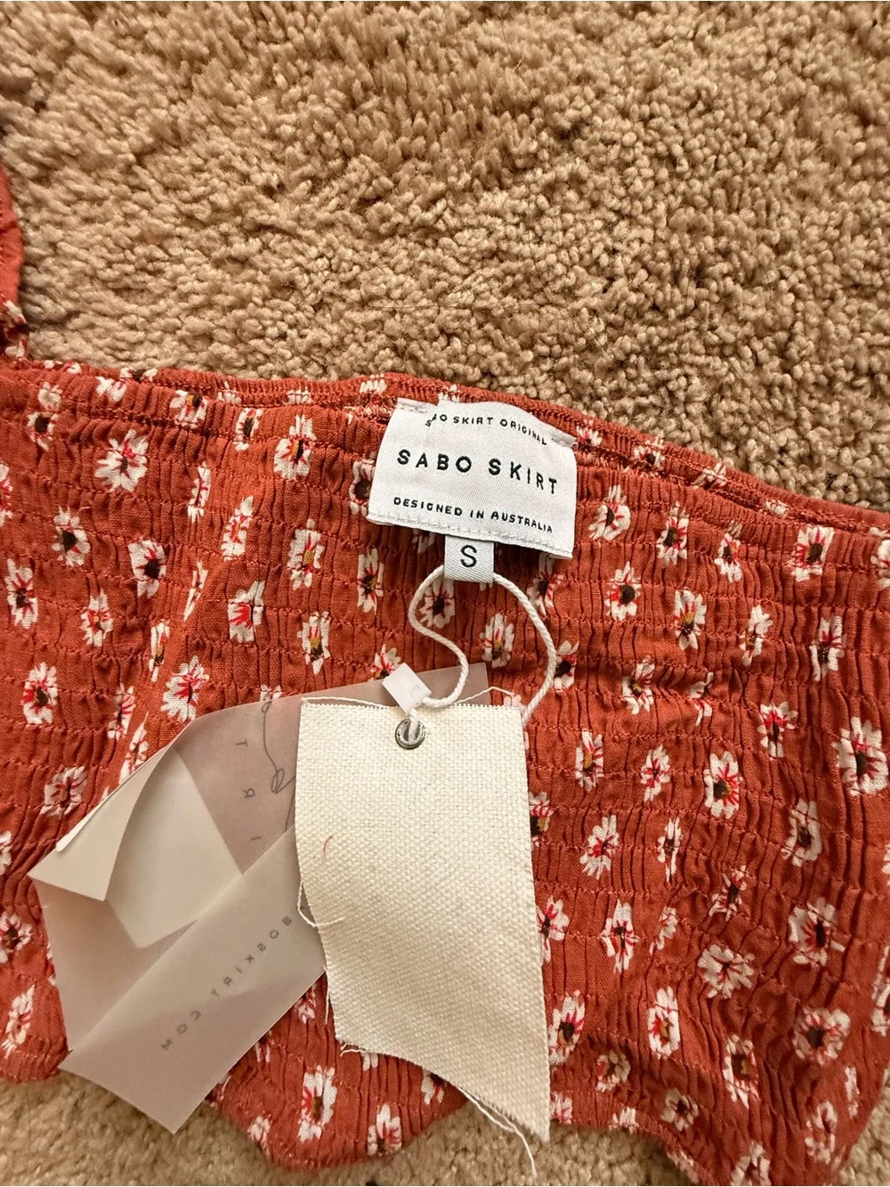 Sabo Skirt Rust Floral Smocked Top and Skirt Set - Picture 3 of 3